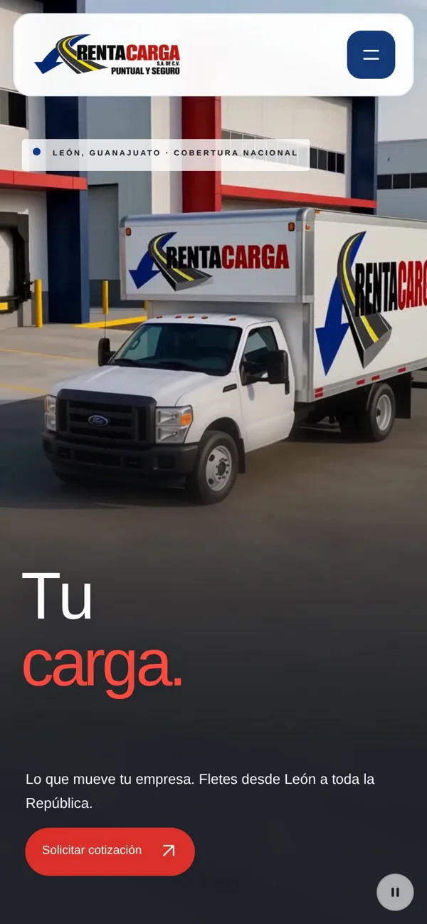 Sitio de Renta Carga en un teléfono